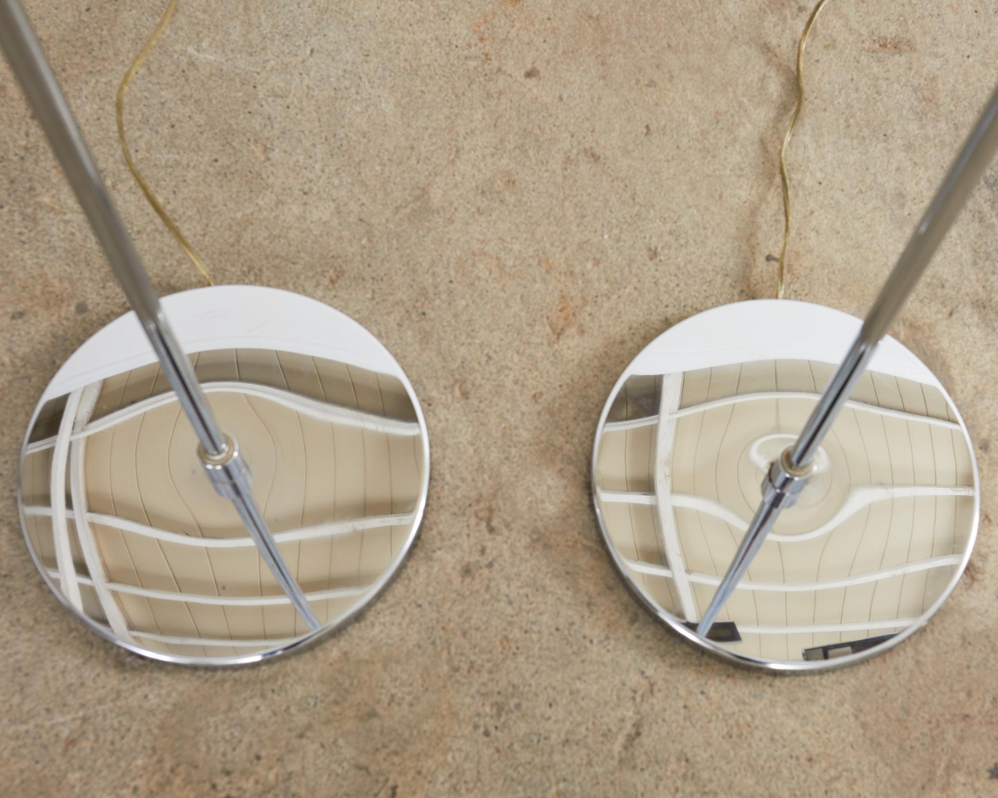 Pair of Mid-Century Raymor Italian Chrome Gooseneck Floor Lamps For Sale 3