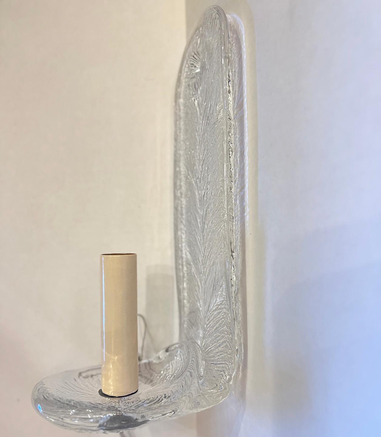 Pair of circa 1950's Swedish molded glass single light sconces.

Measurements:
Height:10