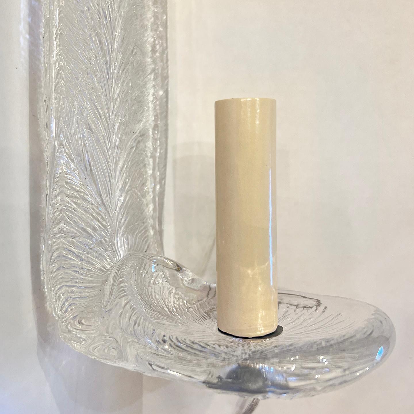 Swedish Pair of Midcentury Molded Glass Sconces For Sale