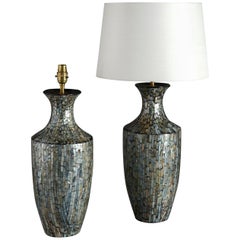 Pair of Midcentury Mother of Pearl Mosaic Lamp Bases