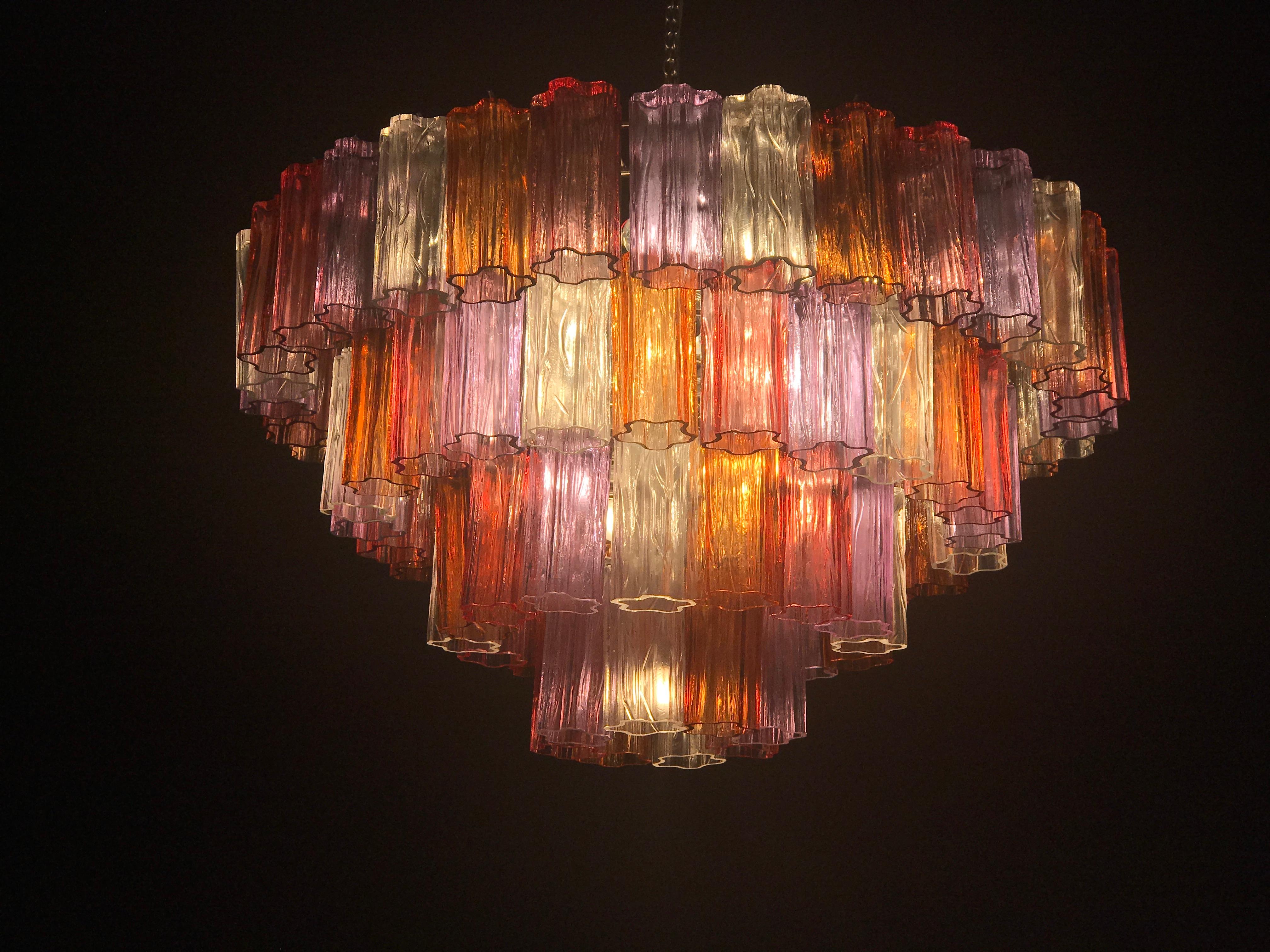 Italian Pair of Midcentury Multicoloured Murano Glass Chandelier by Zuccheri for Venini For Sale