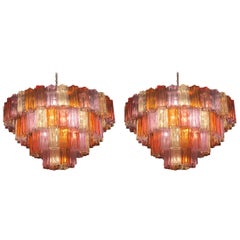 Pair of Midcentury Multicoloured Murano Glass Chandelier by Zuccheri for Venini