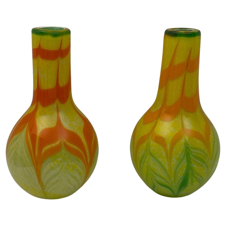 Pair of Midcentury Murano Art Glass Vases For Sale at 1stDibs