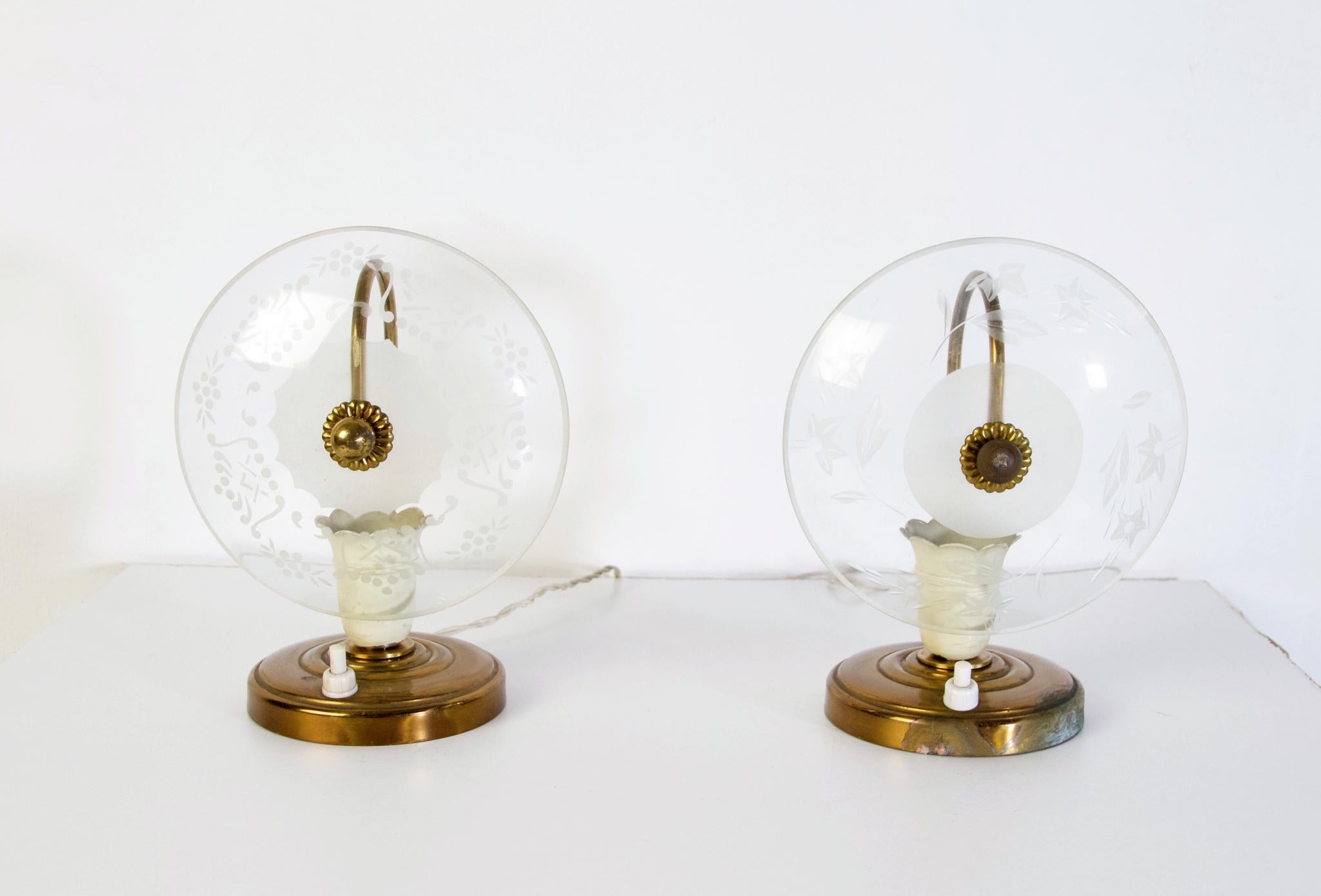 Mid-Century Modern Paire de lampes de chevet Murano du milieu du siècle, années 1940 en vente