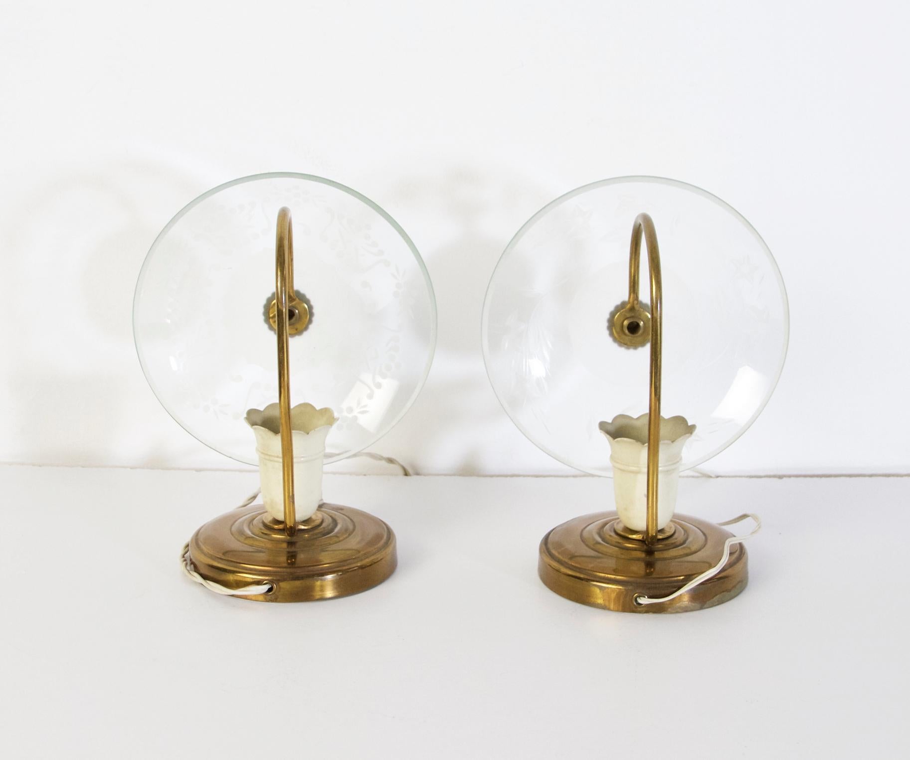 italien Paire de lampes de chevet Murano du milieu du siècle, années 1940 en vente