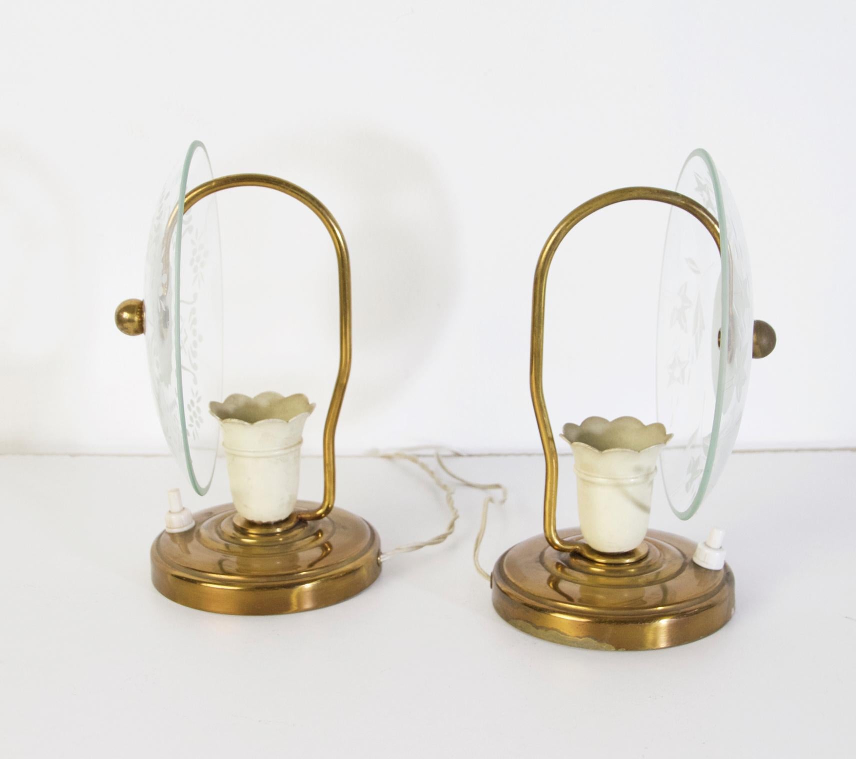 Paire de lampes de chevet Murano du milieu du siècle, années 1940 Bon état - En vente à Albano Laziale, Rome/Lazio
