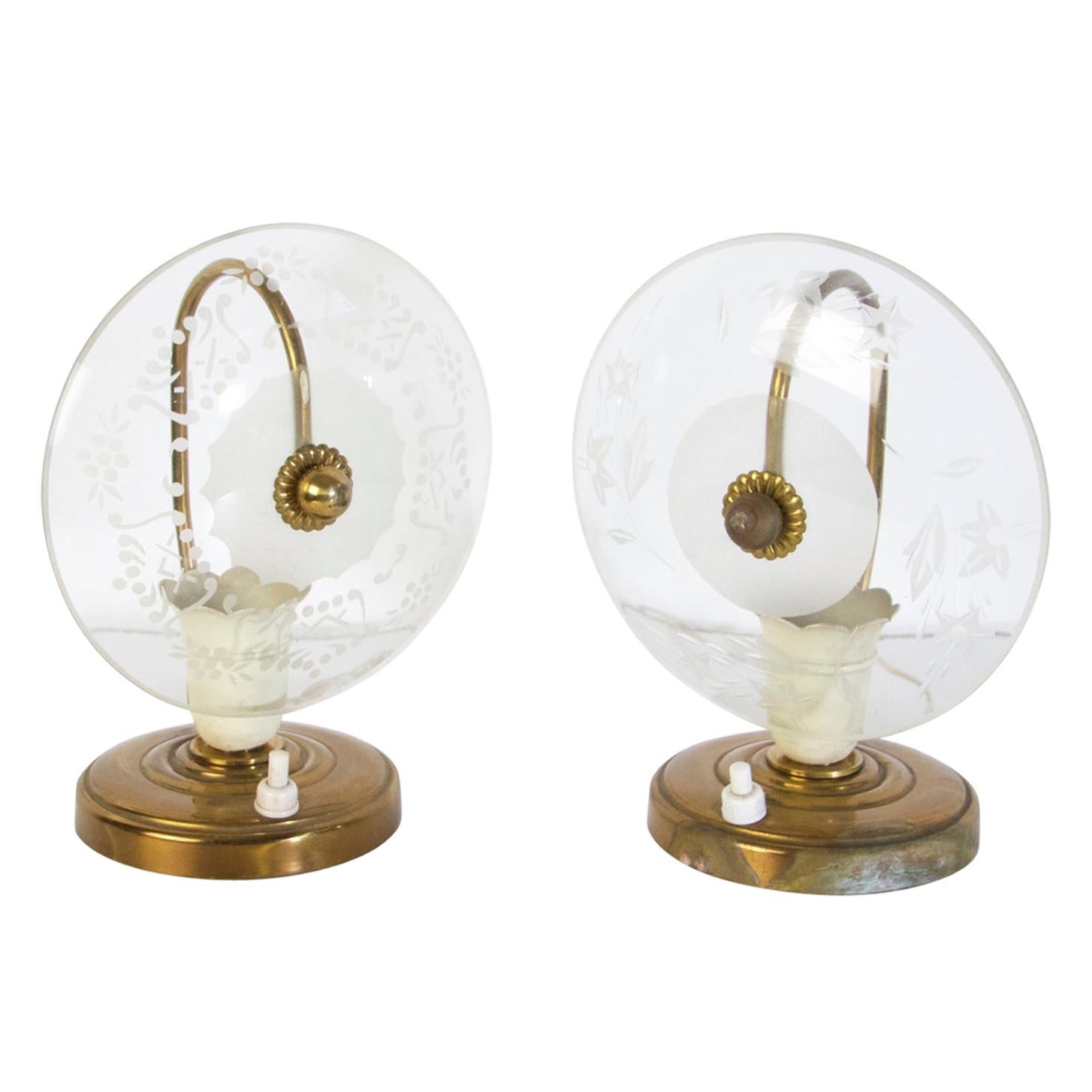 Paire de lampes de chevet Murano du milieu du siècle, années 1940
