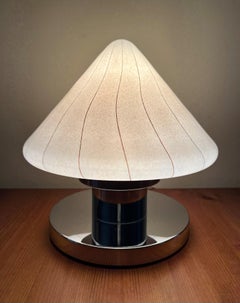 Pair of Midcentury Murano Glass and Chromed Italian Table Lamps, 1970s