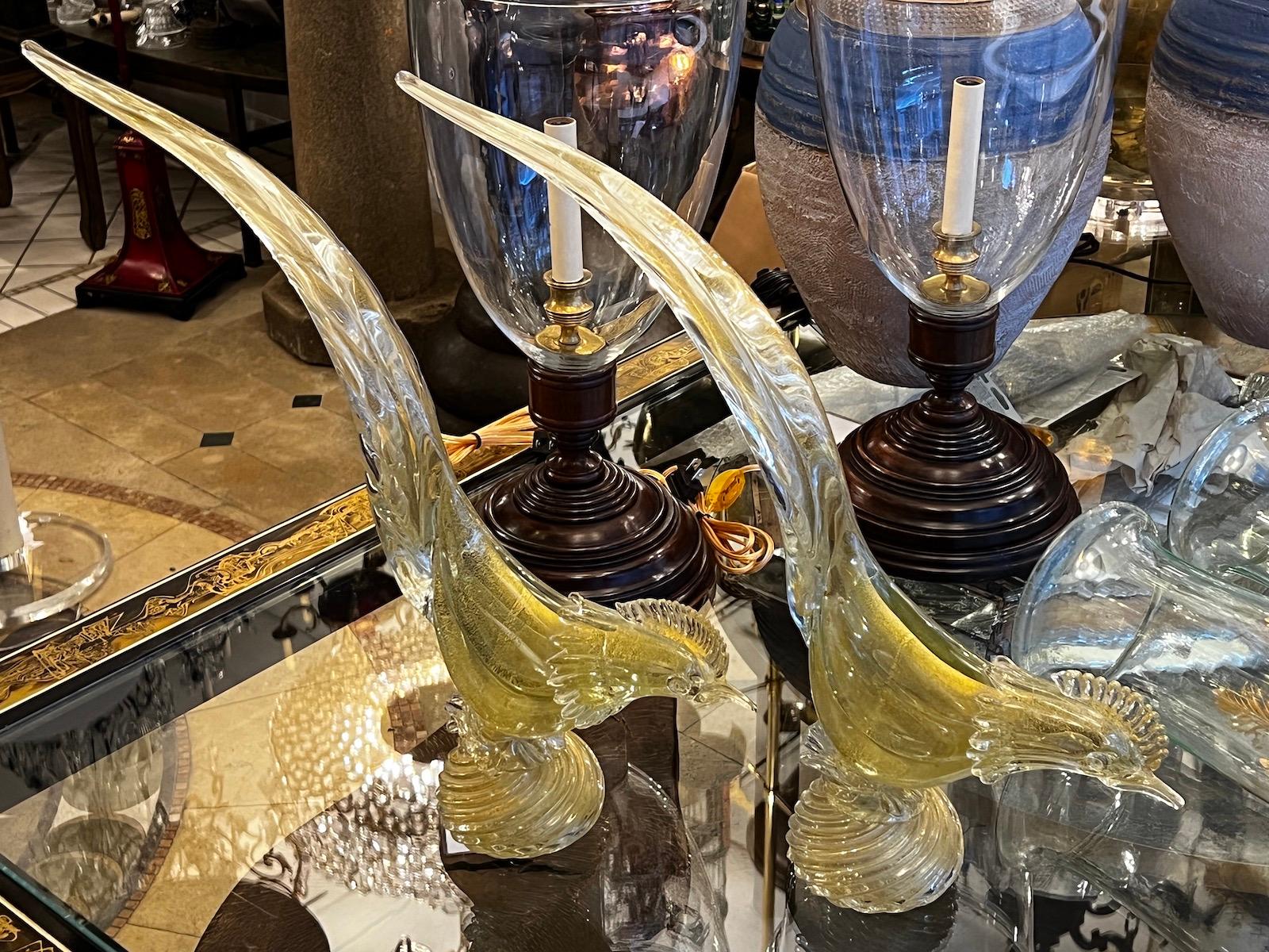 Paire d'oiseaux en verre de Murano du milieu du siècle dernier Bon état - En vente à New York, NY