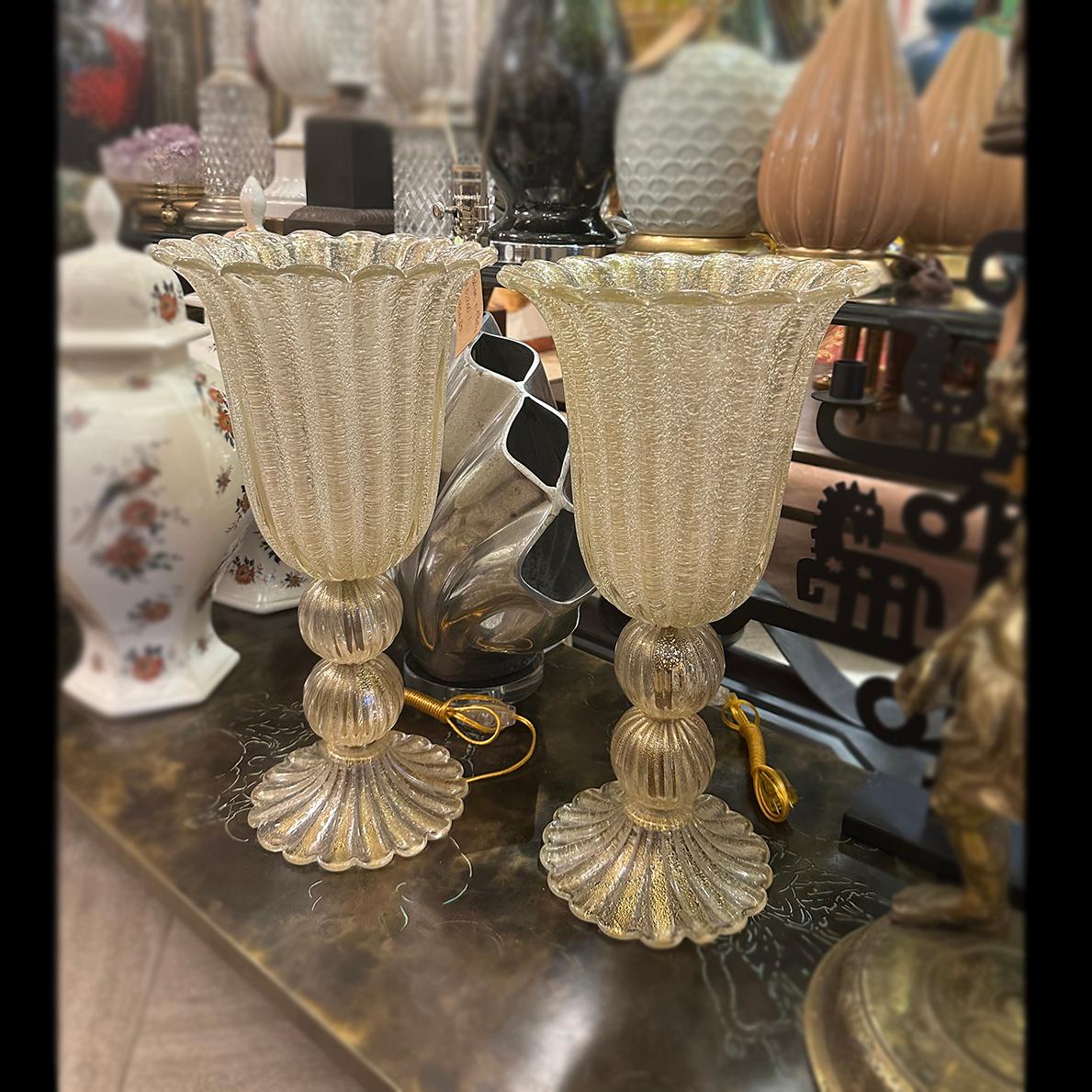 Vetro di Murano Coppia di lampade in vetro di Murano del Medioevo in vendita