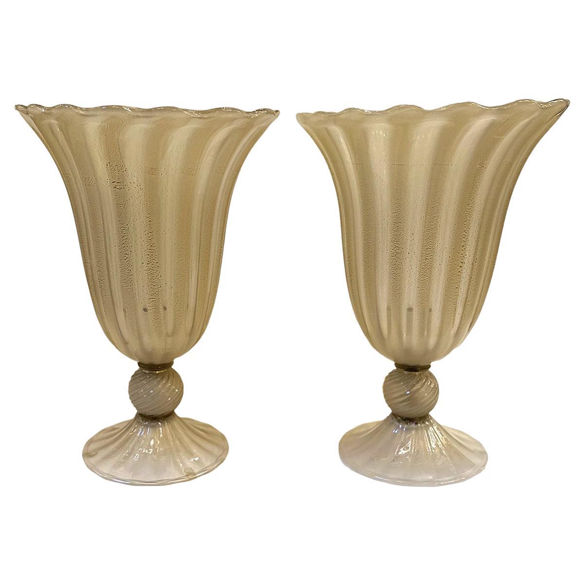 Pareja de lámparas de cristal de Murano de mediados de siglo