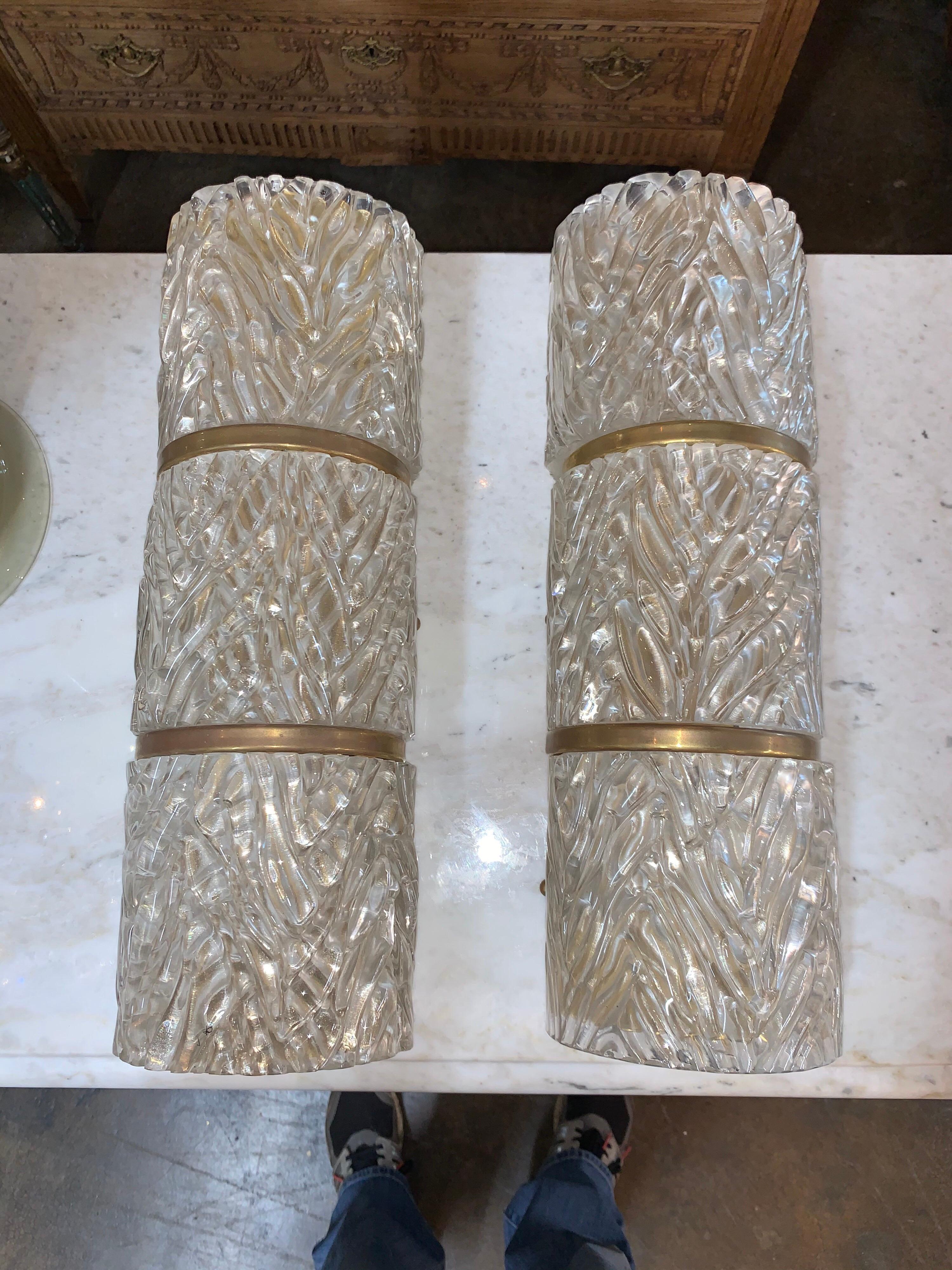 Pair of Midcentury Murano Glass Sconces For Sale 1