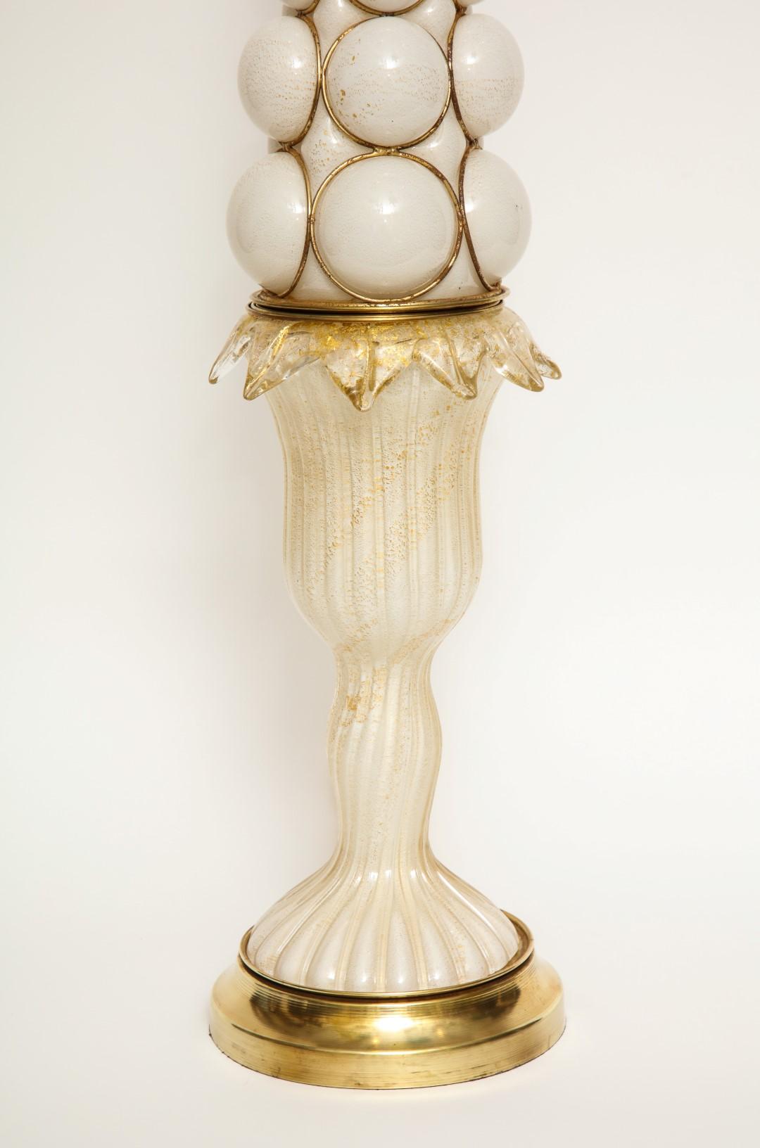 Pair of Midcentury Murano Glass Table Lamps In Excellent Condition In New York, NY