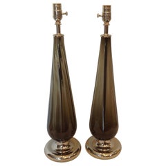 Pair of Midcentury Murano Glass "Topaz" Lamps
