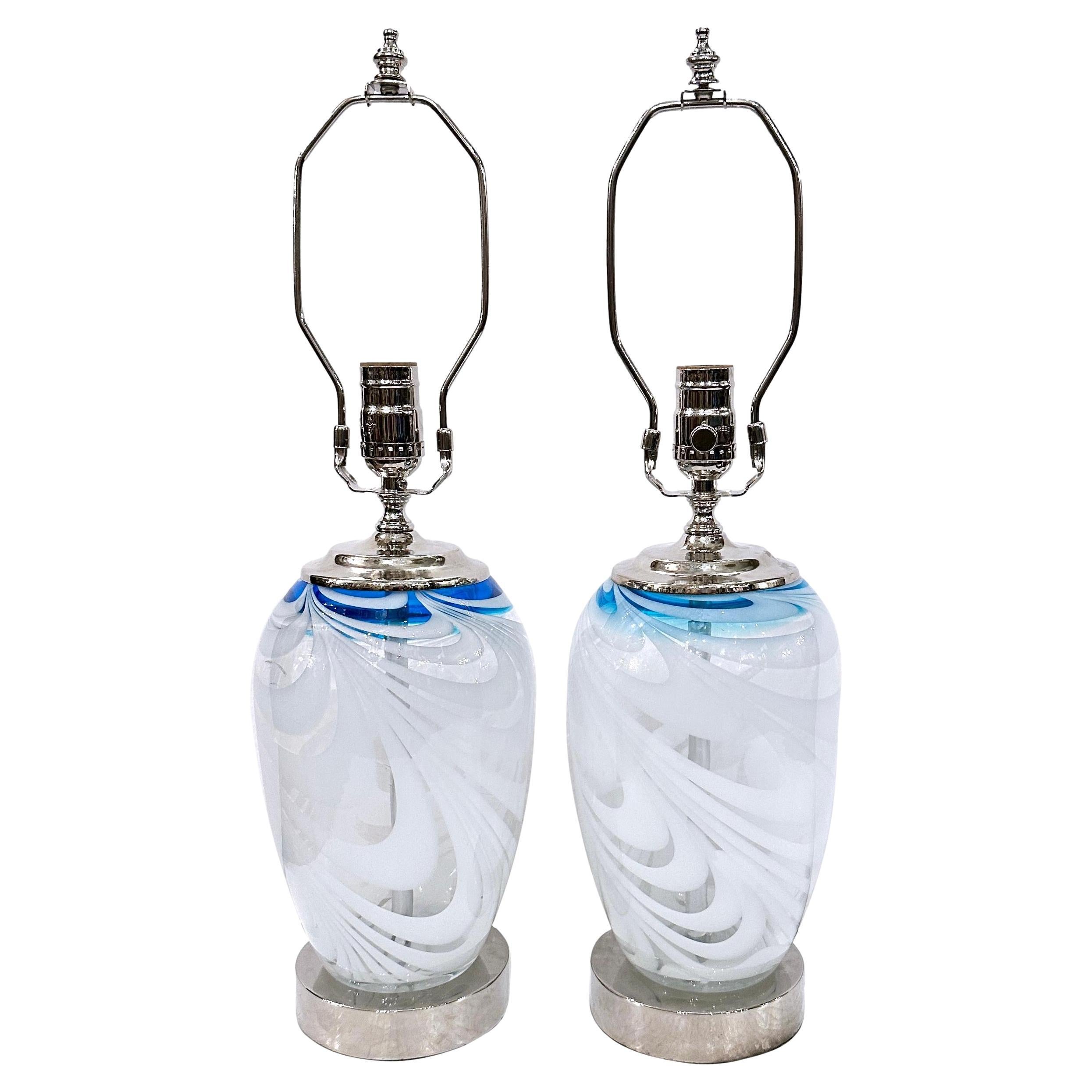 Pair of Midcentury Murano Lamps For Sale