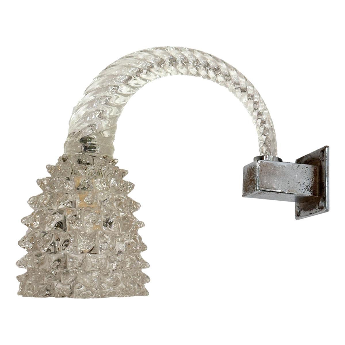 Pair of Midcentury Murano Sconces In Good Condition For Sale In New York, NY