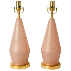 Pair of Pink Midcentury Murano Table Lamps