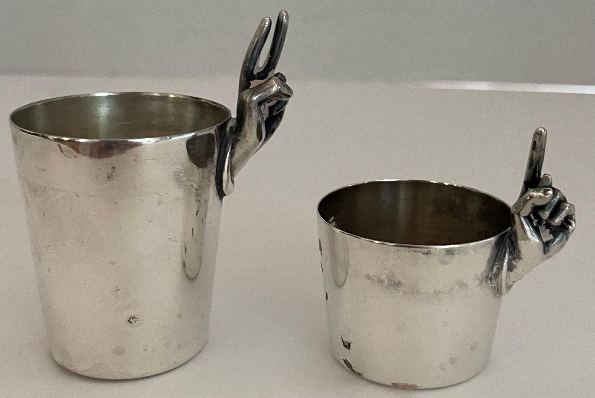 American Pair of Midcentury Napier Silver Plated Finger Jiggers