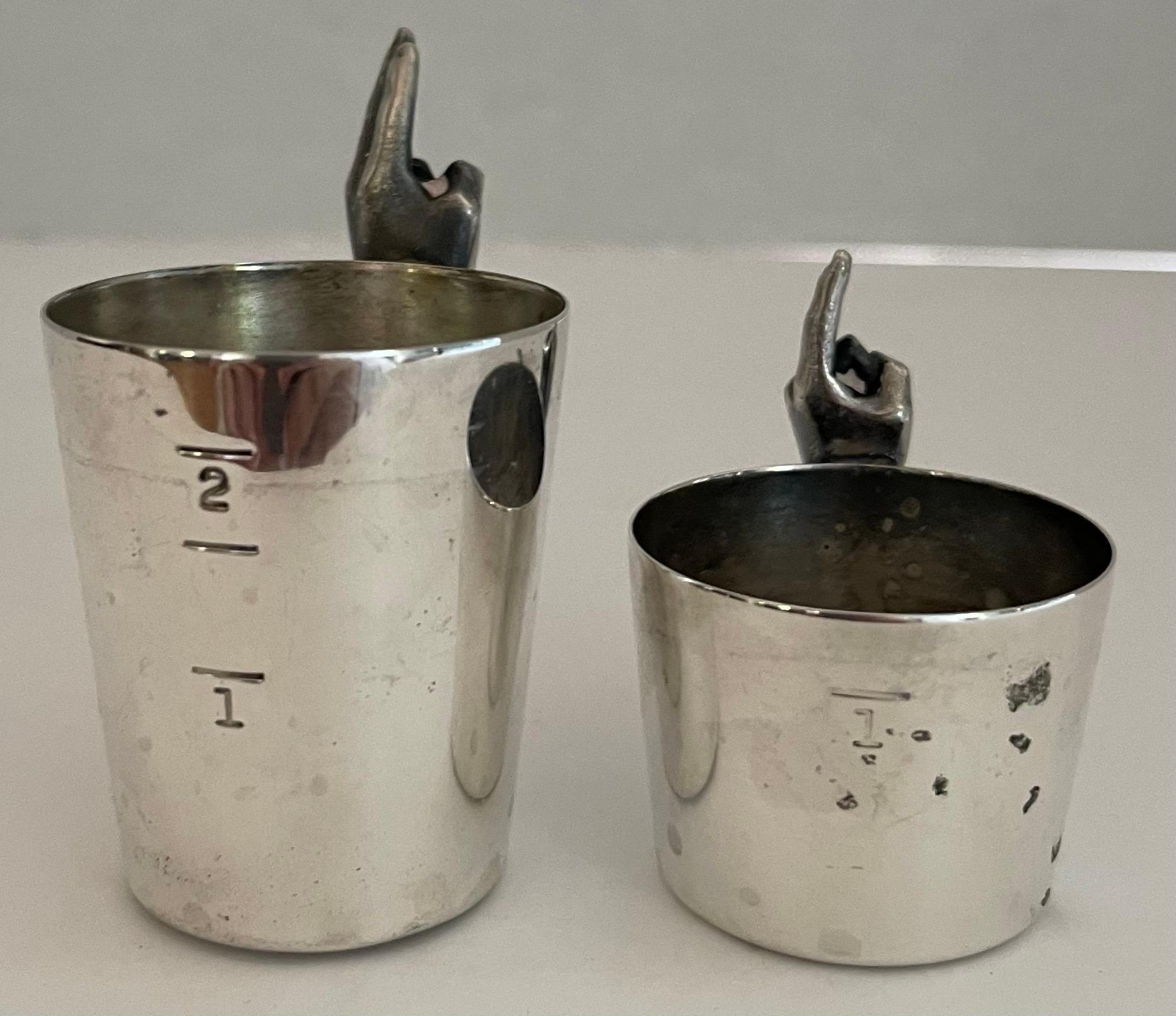 Pair of Midcentury Napier Silver Plated Finger Jiggers In Good Condition In Stamford, CT