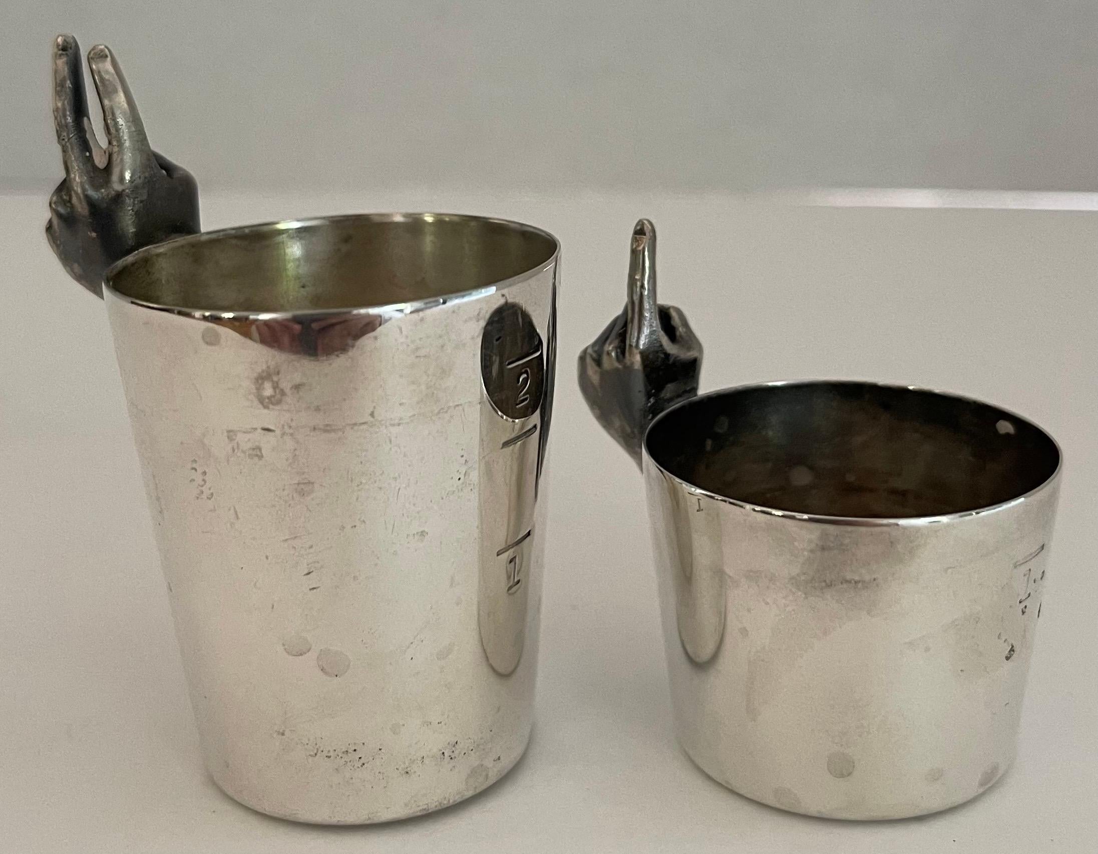 Mid-20th Century Pair of Midcentury Napier Silver Plated Finger Jiggers
