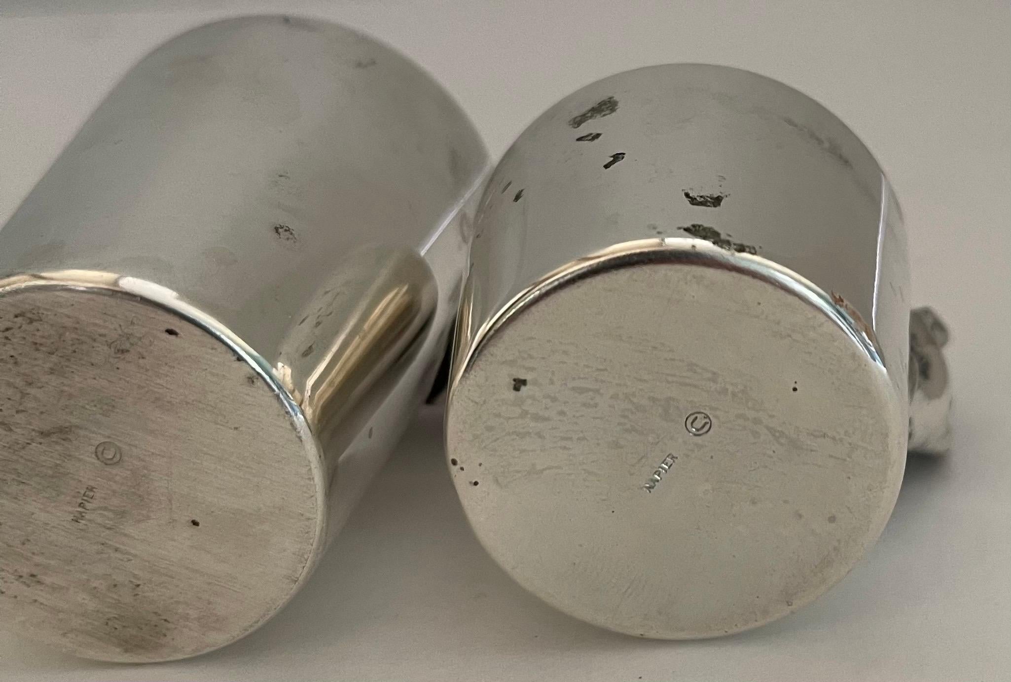 Pair of Midcentury Napier Silver Plated Finger Jiggers 2