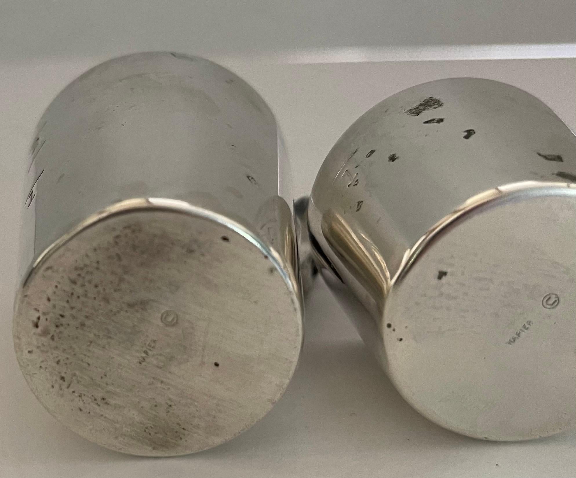 Pair of Midcentury Napier Silver Plated Finger Jiggers 3