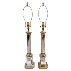 Vintage Pair of Midcentury Nickel Plated Lamps