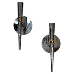 Pair of Midcentury Nickel Plated Sconces