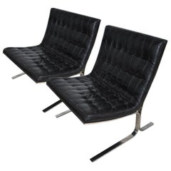 Antique Pair of Midcentury Nicos Zographos CH28 Lounge Chairs