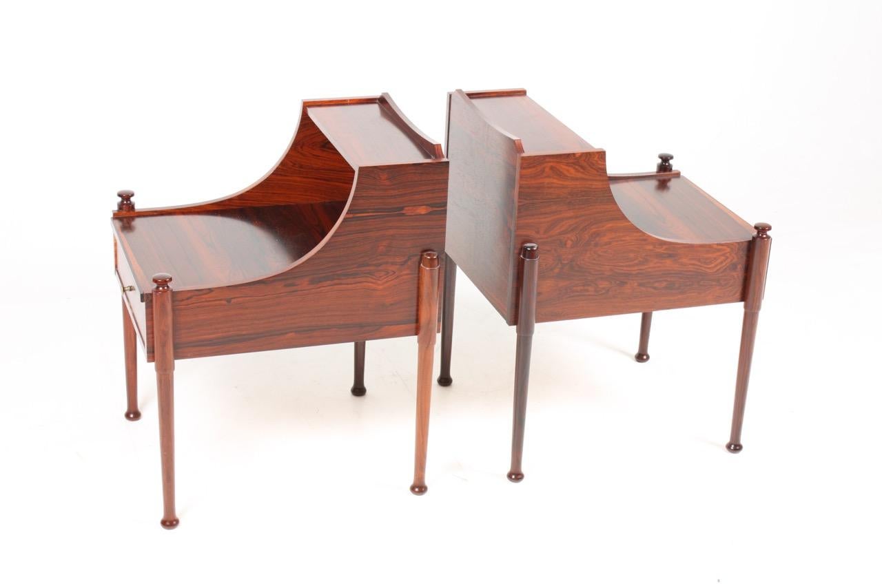 Pair of Midcentury Nightstands in Rosewood, 1960s In Good Condition In Lejre, DK