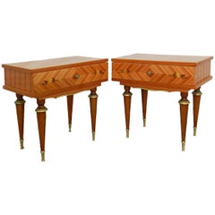 Pair of Midcentury Nightstands Side Cabinets Bedside Tables, French, circa 1970