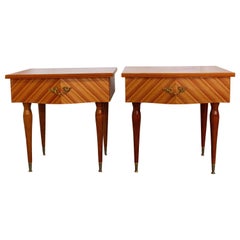Pair of Midcentury Nightstands Side Cabinets Bedside Tables, French, circa 1970