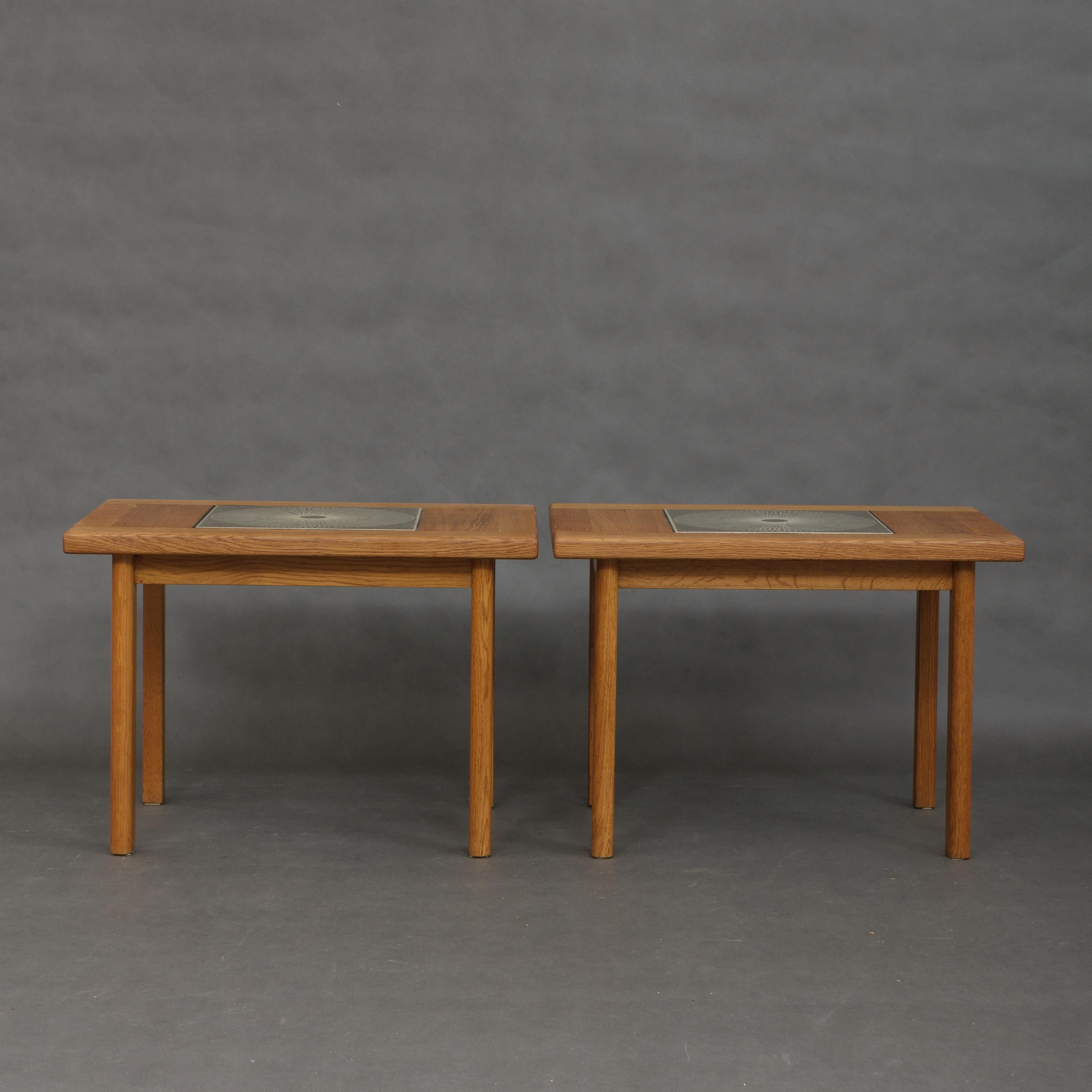 Late 20th Century Pair of Midcentury Oak Side Tables Attributed to Tue Poulsen For Sale