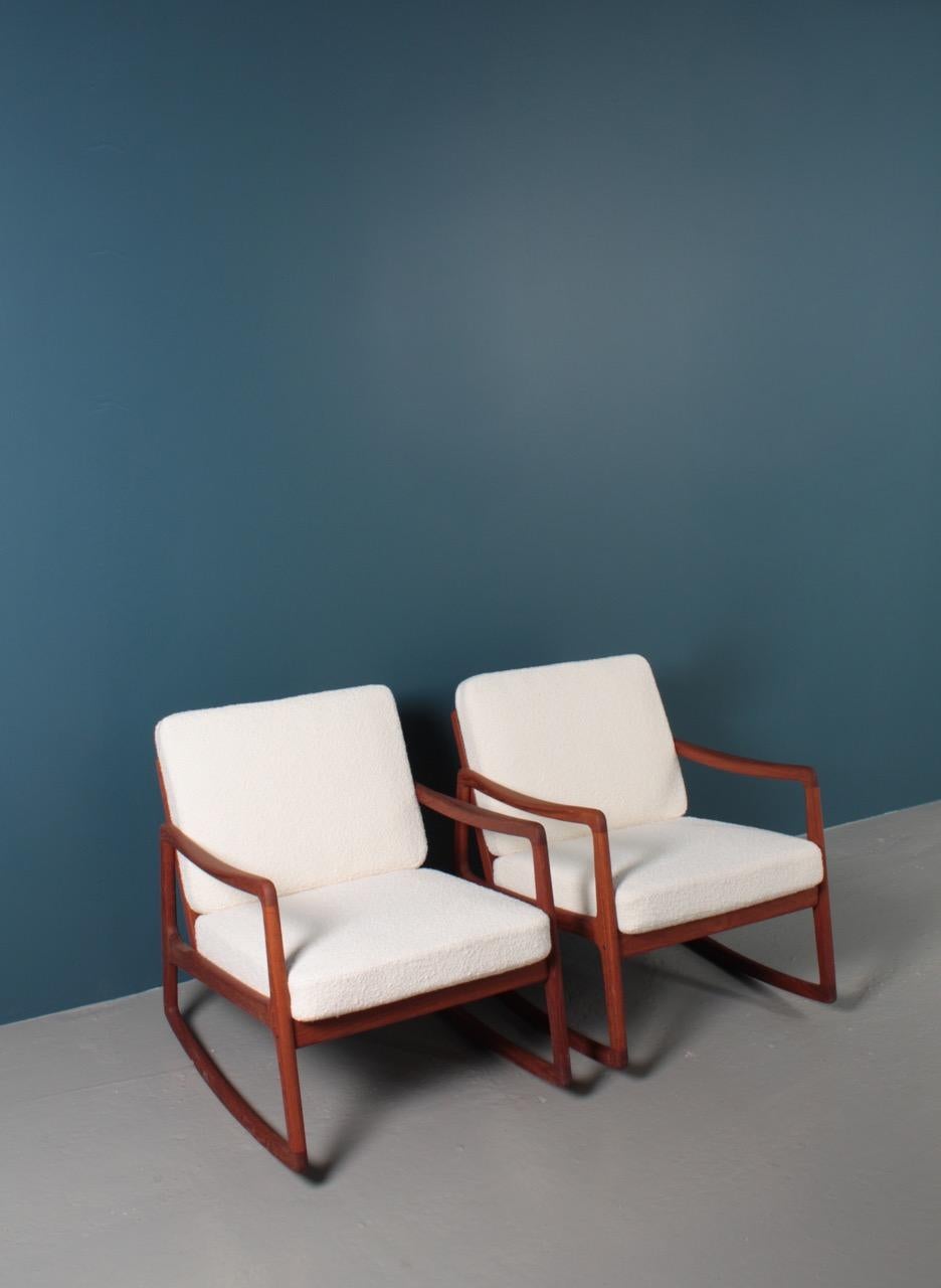 Pair of Midcentury of Rocking Chairs Designed by Ole Wanscher, 1950s 4