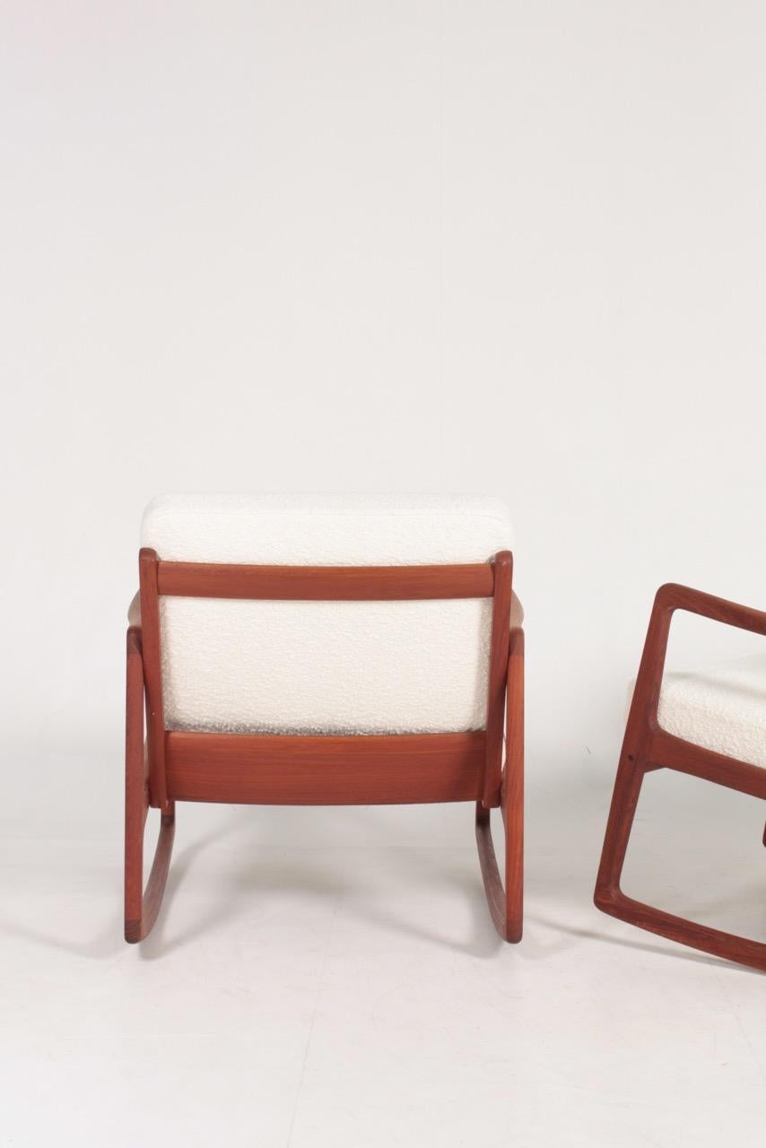 Danish Pair of Midcentury of Rocking Chairs Designed by Ole Wanscher, 1950s