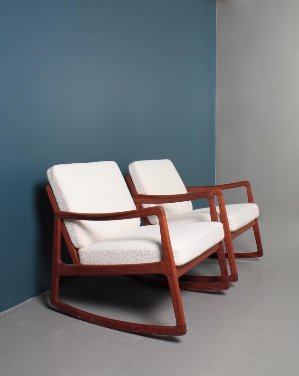 Pair of Midcentury of Rocking Chairs Designed by Ole Wanscher, 1950s 1