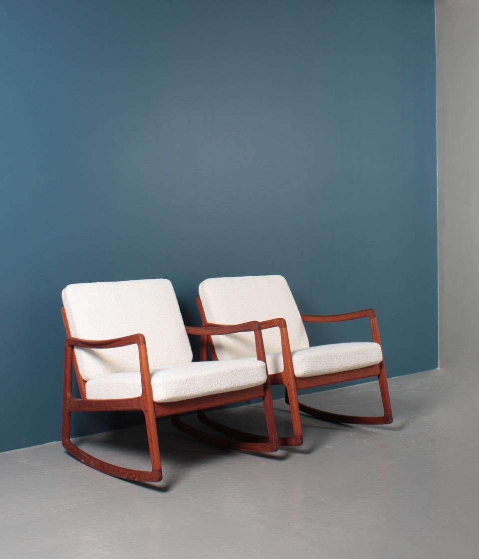 Pair of Midcentury of Rocking Chairs Designed by Ole Wanscher, 1950s 2