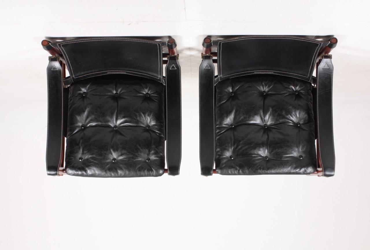 Pair of Midcentury of Scirocco Chairs in Leather, Designed by Arne Norell 4
