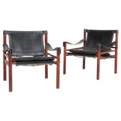 Used Pair of Midcentury of Scirocco Chairs in Leather, Designed by Arne Norell