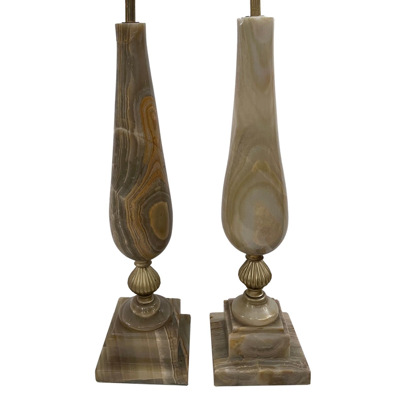 Italian Pair of Midcentury Onyx Table Lamps For Sale