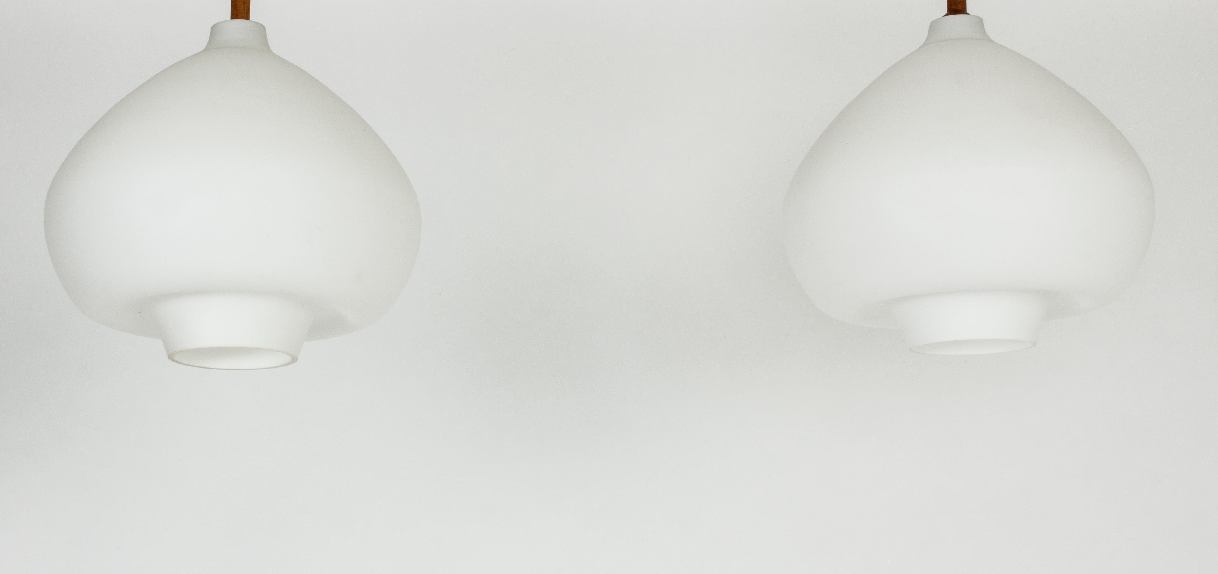 Scandinavian Modern Pair of Midcentury Opaline Glass Lamps by Hans-Agne Jakobsson