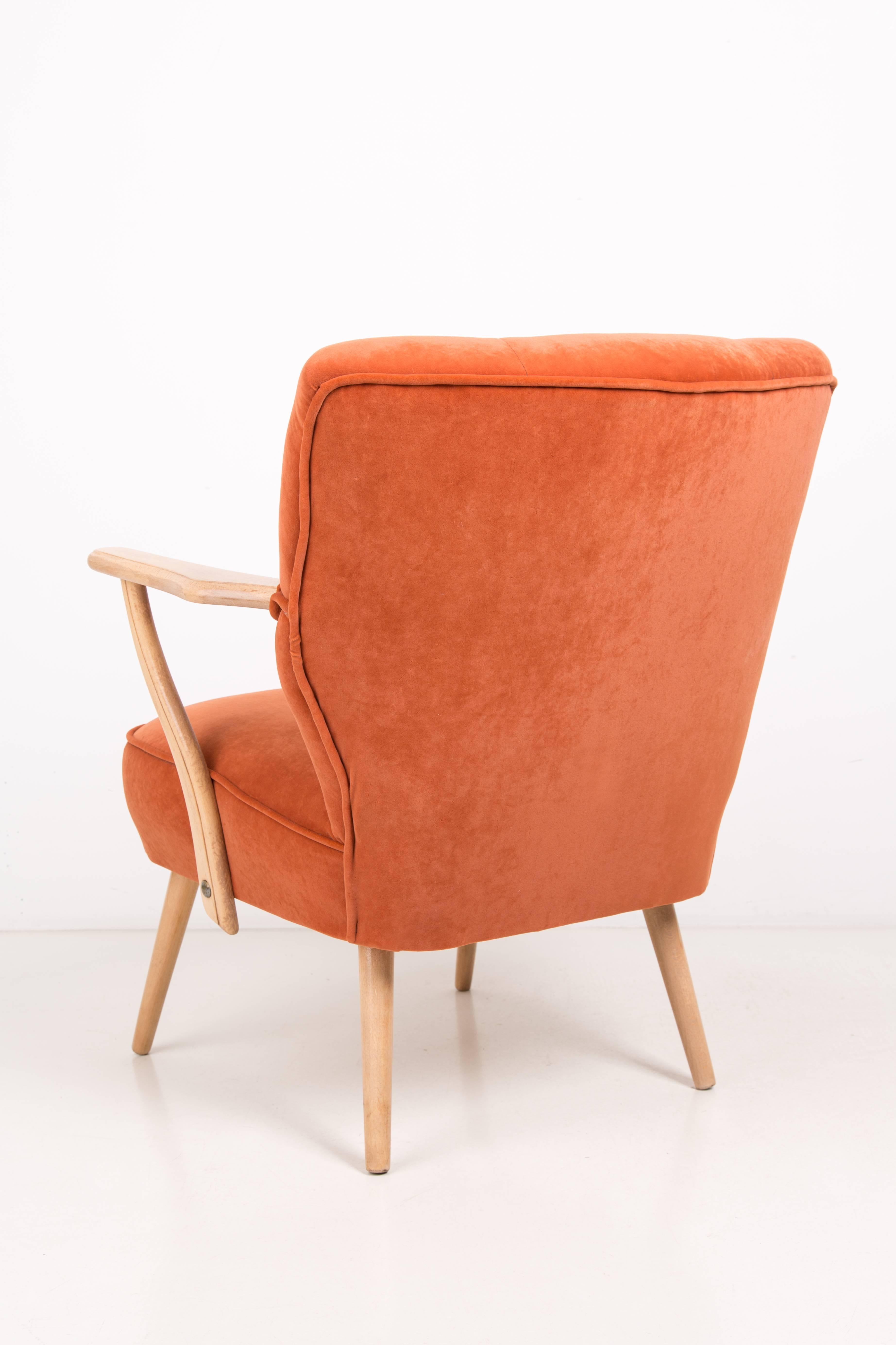 20th Century Pair of Midcentury Orange Cocktail Armchairs, Germany, 1960s For Sale