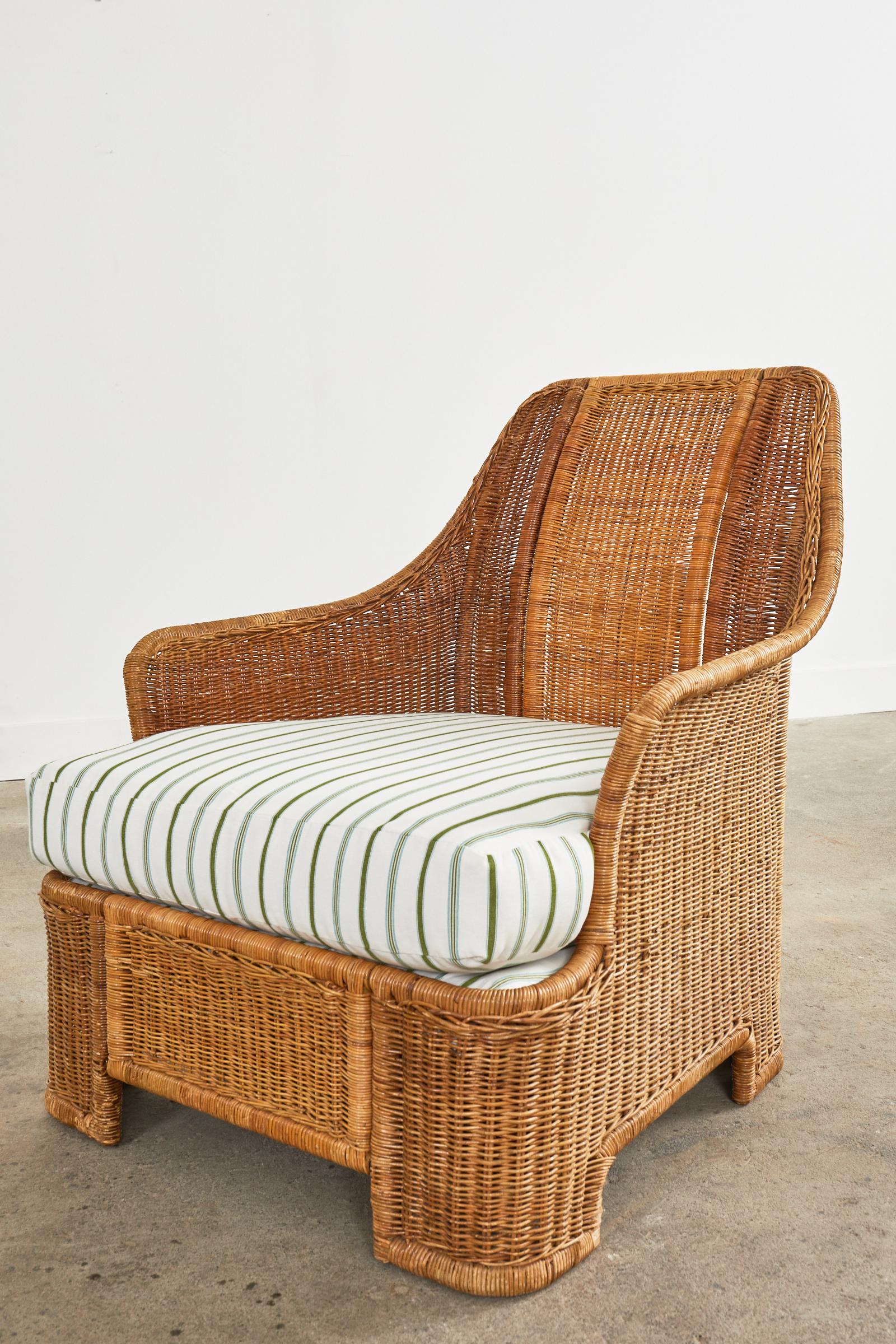 Pair of Midcentury Organic Modern Wicker Lounge Chairs 5