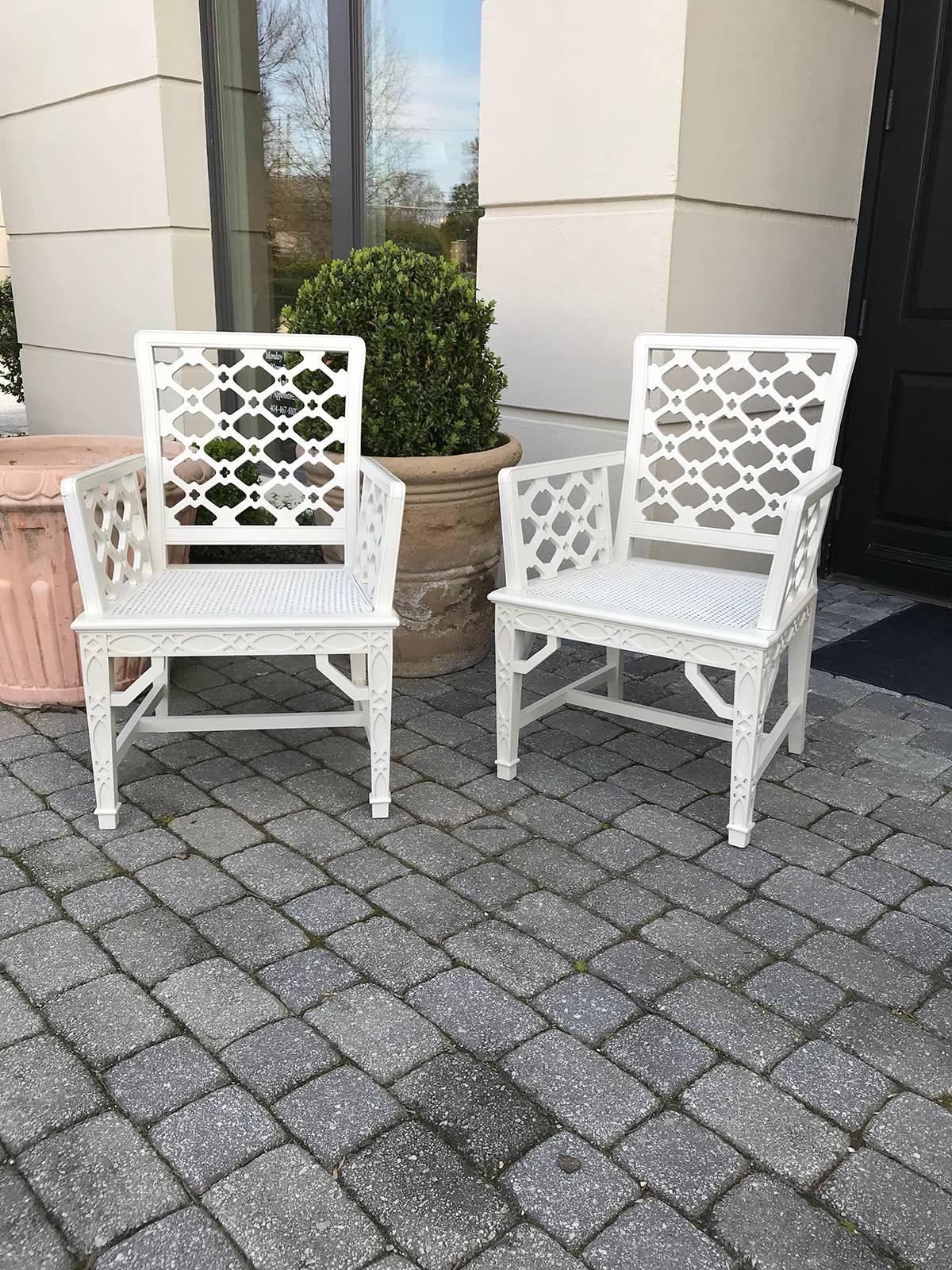 Pair of Midcentury Painted Chippendale Chairs, Custom Paint 6