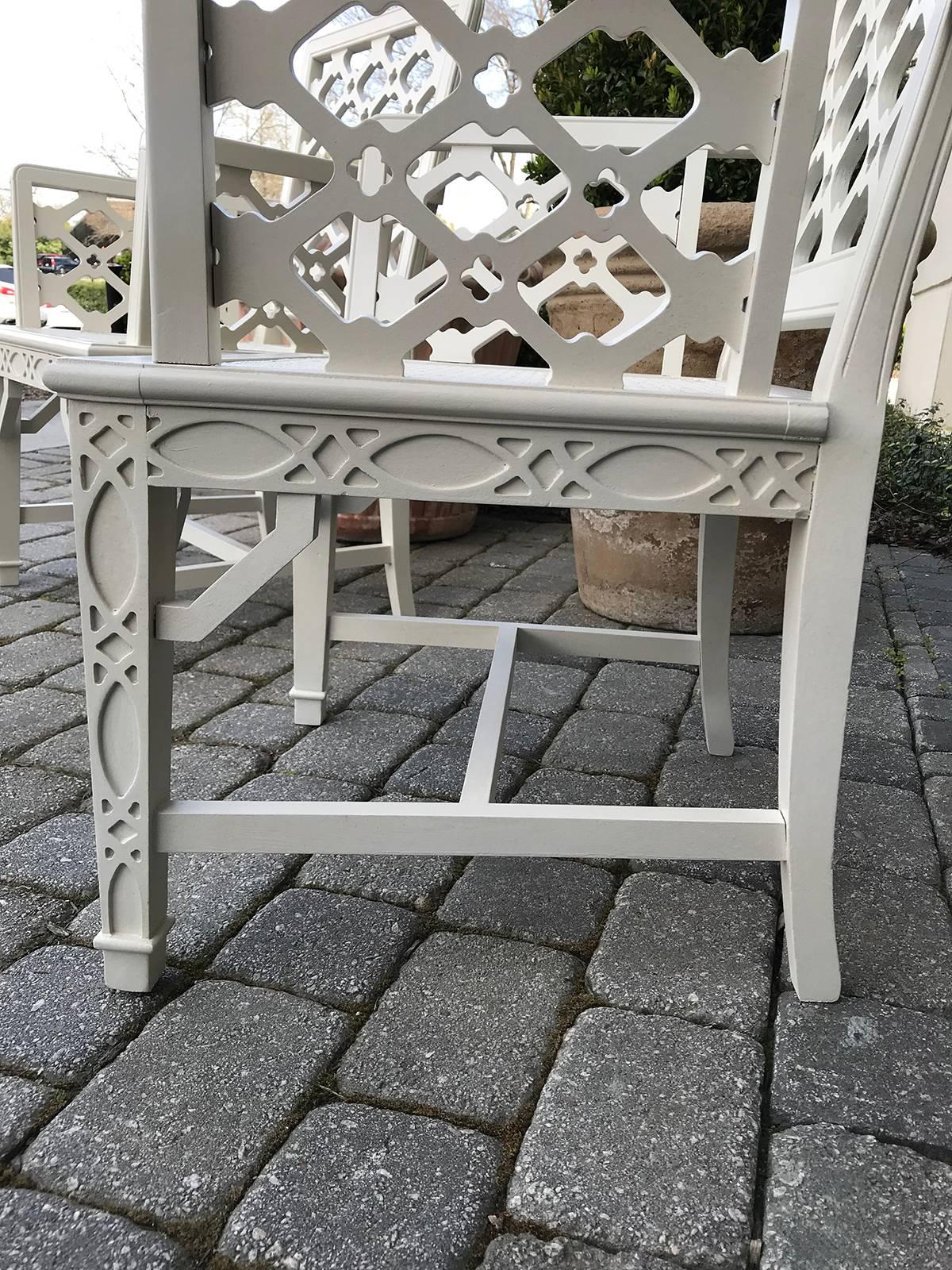 Pair of Midcentury Painted Chippendale Chairs, Custom Paint 10