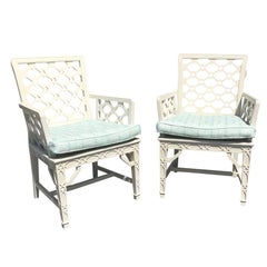 Pair of Midcentury Painted Chippendale Chairs, Custom Paint