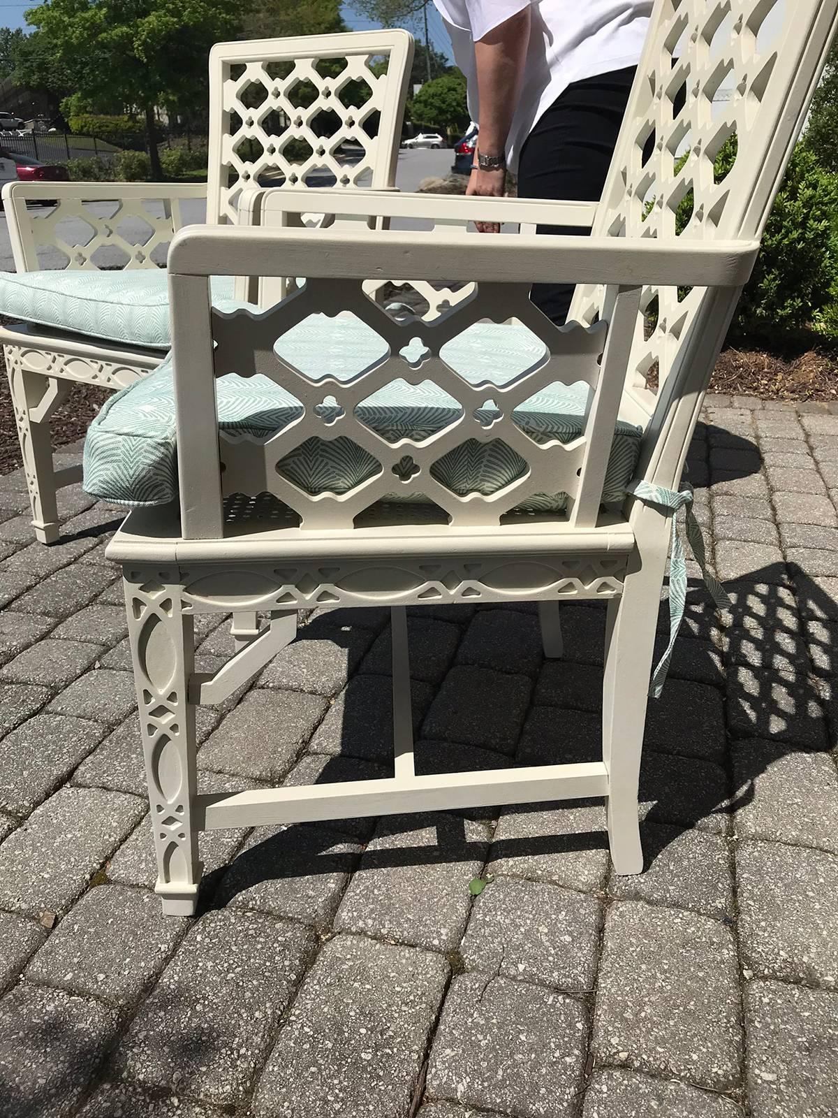 Pair of Midcentury Painted Chippendale Chairs, Custom Paint 2