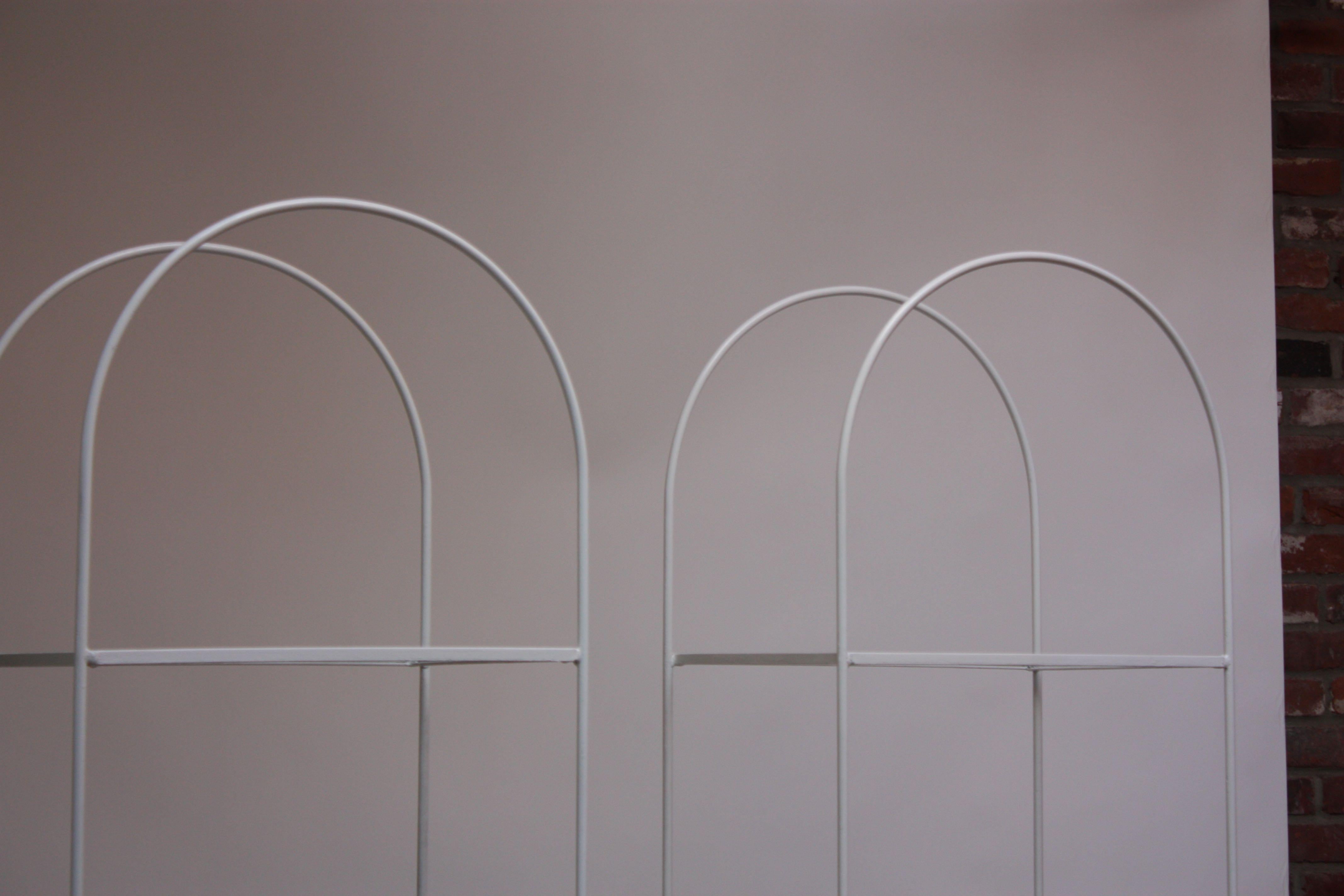 Glass Pair of Midcentury Painted Iron Arched Etageres For Sale