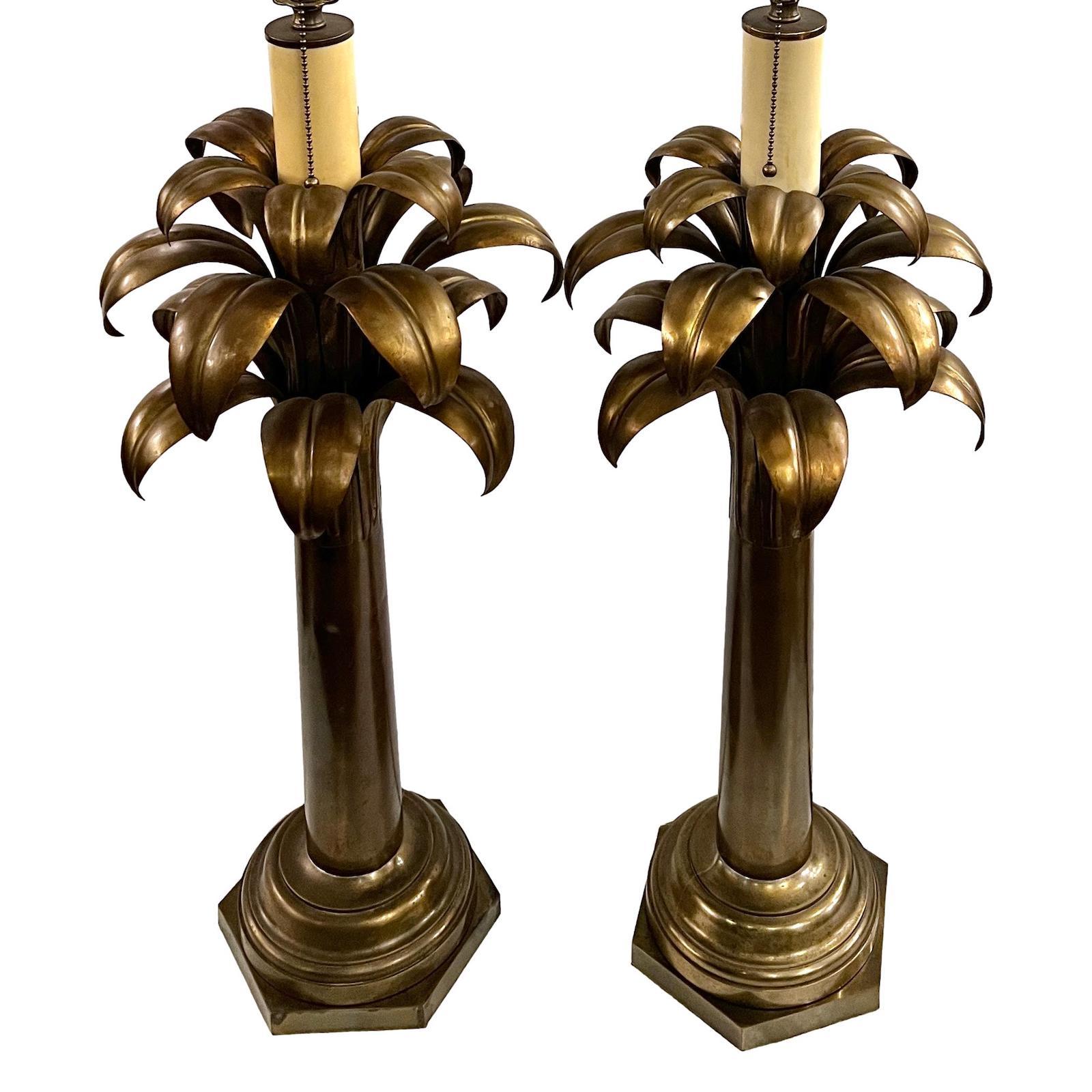 Pair of Midcentury Palm Tree Lamps In Good Condition In New York, NY