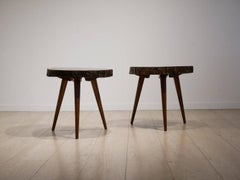 Pair of Midcentury ‘Panamaribo’ Massive Mahogany Wood Trunk Tripod Side Table